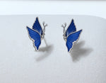 Boucles d'Oreilles Papillon <br> Bleu Onirique (Argent)