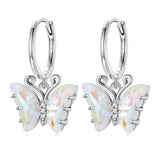 Boucles d'oreilles Papillon en argent serties d' Opale blanc ivoire- Rêve Papillon