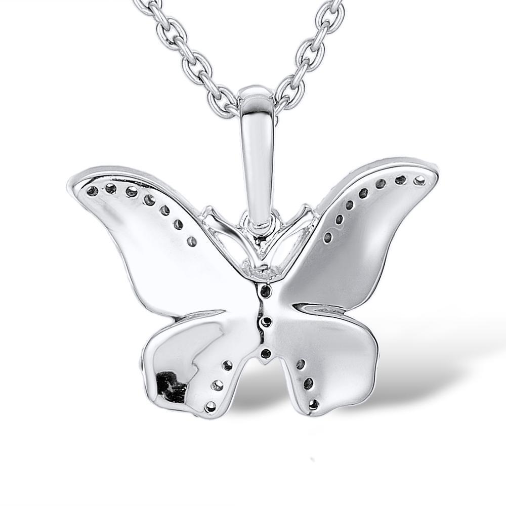 Pendentif Papillon En Argent Sterling 925 Avec Vraie Pierre Grenat Rouge – Fait Main Oxydé