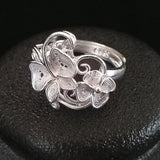 Bague Papillon <br> Fleur d'Arabesque (Argent)