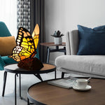 Lampe de chevet Papillon Vitrail Tiffany Jaune - Rêve de Papillon