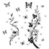 Sticker Papillon Mural et Fleur Noir et Blanc - Rêve de papillon