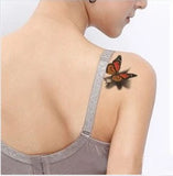 Tatouage Éphémère Papillon Monarque 3D sur épaule - Rêve de Papillon 