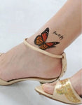 Tattoo Éphémère Papillon Monarque 3D sur cheville - Rêve de Papillon