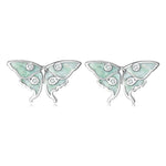 Boucles d'Oreilles Papillon de nuit en émail vert pâle - Rêve de Papillon