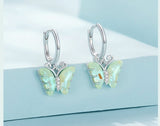 Boucles d'Oreilles Papillon <br> d'Opale (Argent)