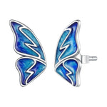 Boucles d'Oreilles Papillon Argent émail bleu - Rêve de Papillon