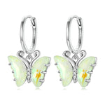 Boucles d'oreilles Papillon en argent serties d' Opale vert eau- Rêve Papillon