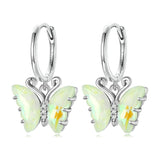 Boucles d'oreilles Papillon en argent serties d' Opale vert eau- Rêve Papillon