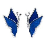Boucles d'Oreilles Papillon en argent sertie d'émail Bleu | Rêve de Papillon