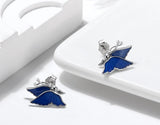 Boucles d'Oreilles Papillon <br> Bleu Onirique (Argent)