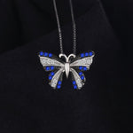 Pendentif pour Collier Papillon <br> Spinelles Bleus (Argent)