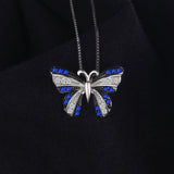 Pendentif pour Collier Papillon <br> Spinelles Bleus (Argent)