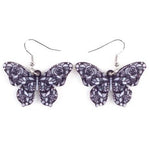 Boucles d'Oreilles Papillon Noir et Blanc style vitrail - Rêve de Papillon