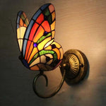 Lampe papillon murale Vitrail orange et vert - Rêve de Papillon