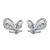 Boucles d'oreilles papillon enfant en argent avec zircons - Rêve de Papillon