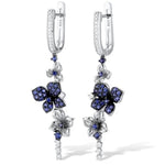 Boucles d'Oreilles Papillon et Fleur Bleue en Argent - Rêve de Papillon