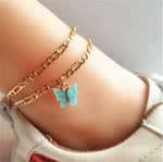 Bracelet Cheville Or Papillon Bleu - Rêve de Papillon