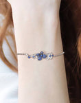 Bracelet Papillon <br> Fleur Bleue (Argent)