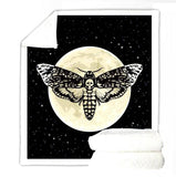 Couverture Plaid Papillon Sphinx Tête de Mort et Lune style Gothique - Rêve de papillon