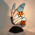 Lampe de chevet papillon Tiffany bleu, blanc et jaune - Rêve de Papillon
