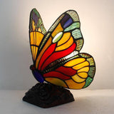 Lampe de chevet papillon Tiffany rouge et jaune - Rêve de Papillon