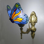 Lampe papillon murale Tiffany bleu et jaune orange - Rêve de Papillon