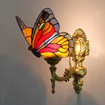 Lampe papillon murale Tiffany rouge et jaune - Rêve de Papillon