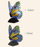 Lampe de chevet papillon Tiffany bleu et jaune - Rêve de Papillon