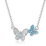 Collier Papillon avec Zircon Bleu Ciel en Argent- Rêve de Papillon