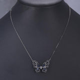 Collier Papillon Argent serti de spinelles bleus - Rêve de Papillon