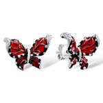 Boucles d'Oreilles Papillon en émail rouge et en Argent - Rêve de Papillon
