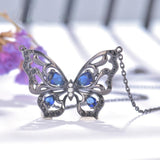 Collier Papillon Argent serti de spinelles bleus - Rêve de Papillon