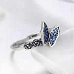 Bague Papillon Argent avec zircons bleus - Rêve de Papillon
