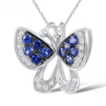 Collier Papillon Argent mini avec zircons bleus - Rêve de Papillon