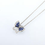 Collier Papillon Argent mini avec zircons bleus - Rêve de Papillon