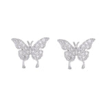 Boucles d'Oreilles Papillon Argent avec zircons blancs - Rêve de Papillon