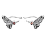 Boucles d'Oreilles Papillon en Argent style Gothique avec Gemme Rouge - Rêve de Papillon