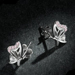 Boucles d'Oreilles Papillon <br> Rose Mini (Argent)