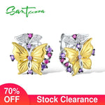 SANTUZZA Silver Earrings For Women 925 Sterling Silver Stud Earrings Silver 925 with Stones Cubic Zirconia brincos Jewelry