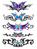 Tatouage Temporaire Papillon <br> Tribal Rose et Bleu