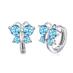 Boucles d'Oreilles Papillon Argent Cristal Bleu et anneaux Rond - Rêve de Papillon