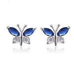 Boucles d'oreilles papillon sertie de zircons bleus et blancs - Rêve de Papillon