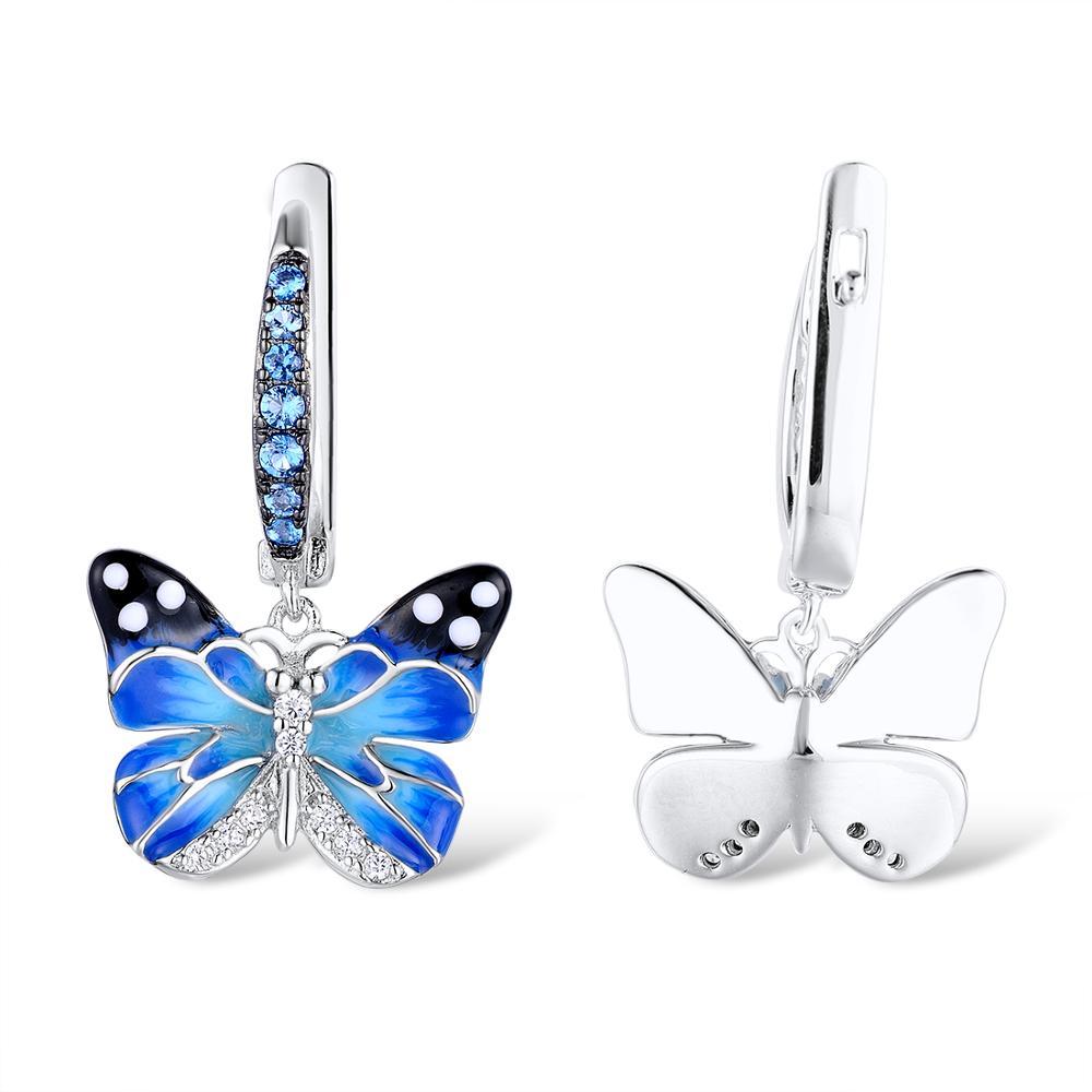 Boucles d'oreilles vintage en argent avec papillons et ambre - France Boucles d'oreilles vintage en argent avec papillons et ambre - France