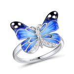 Bague Papillon bleu en argent - Rêve de Papillon