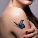Tatouage éphémère papillon 3D sur bleu - Rêve de Papillon