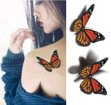 Tatouage Éphémère Papillon Monarque 3D sur dos - Rêve de Papillon