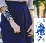 Tatouage éphémère papillon fleur bleue femme - Rêve de Papillon