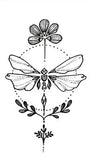 Tatouage éphémère papillon fleur noir et blanc - Rêve de Papillon