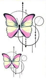 Tatouage éphémère papillon géométrique rose et jaune - Rêve de Papillon
